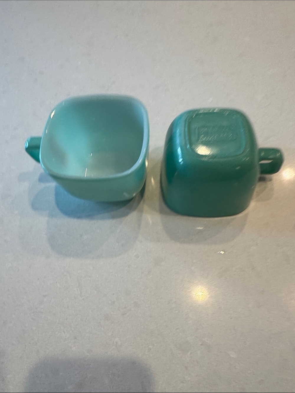 Aqua Green Jade  Ceramic Square 2  Mug - j 2265 vintage